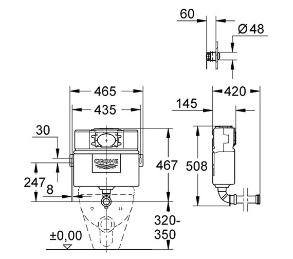 Grohe EAU2 Chrome WC Dual Flushing Cistern With Air Button - 38691000 2 Grohe EAU2 Chrome WC Dual Flushing Cistern With Air Button - 38691000 - Image 2