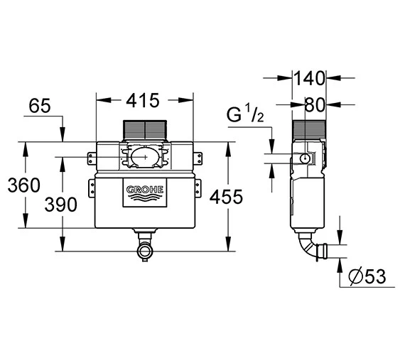Grohe WC Concealed Cistern 0.82m - 38422000 2 Grohe WC Concealed Cistern 0.82m - 38422000 - Image 2