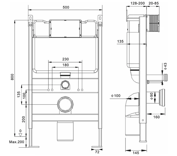 IMEX Reduced Height Wall Hung WC Frame System With Chrome Front Dual Flush Plate 2 IMEX Reduced Height Wall Hung WC Frame System With Chrome Front Dual Flush Plate - Image 2