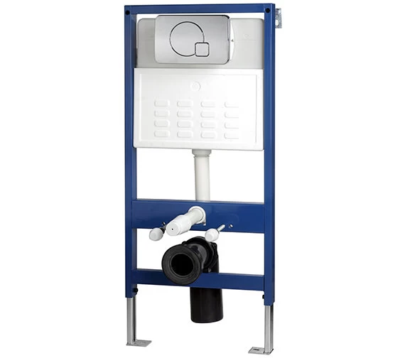 IMEX Wall Hung WC Frame System With Chrome Dual Flush Plate 1 IMEX Wall Hung WC Frame System With Chrome Dual Flush Plate