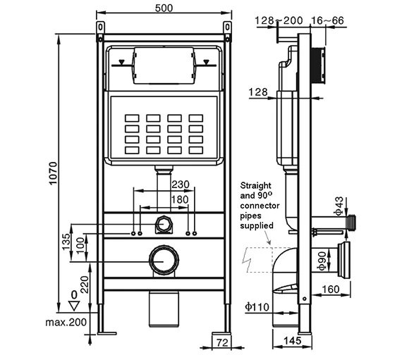 IMEX Wall Hung WC Frame System With Chrome Dual Flush Plate 2 IMEX Wall Hung WC Frame System With Chrome Dual Flush Plate - Image 2