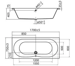 IMEX Wave 1700 X 750mm White Double Ended Bath - IMPWDE17X75 -Bathroom Supplie Shop QS V72262 2 mn