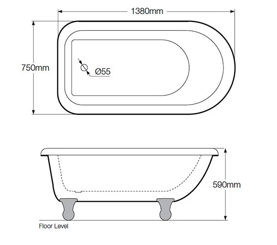 Royce Morgan Orlando Single Ended White Bath 1380 X 750mm With Feet 1 Royce Morgan Orlando Single Ended White Bath 1380 X 750mm With Feet