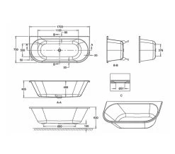 Burlington Avantgarde 1700 X 750mm White Back-To-Wall Bath -Bathroom Supplie Shop QS V77477 2 mn