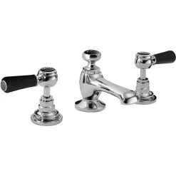 Bathroom Supplie Shop 26 Bayswater Black 3 Hole Basin Mixer With Lever & Hex Collar