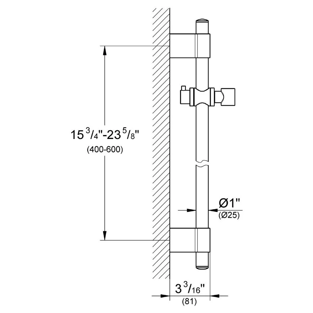Grohe Rainshower Shower Rail 600mm 28797 2 Grohe Rainshower Shower Rail 600mm 28797 - Image 2