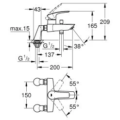 Grohe Eurosmart Single-Lever Bath/Shower Mixer 33303 -Bathroom Supplie Shop grohe 33303003 5