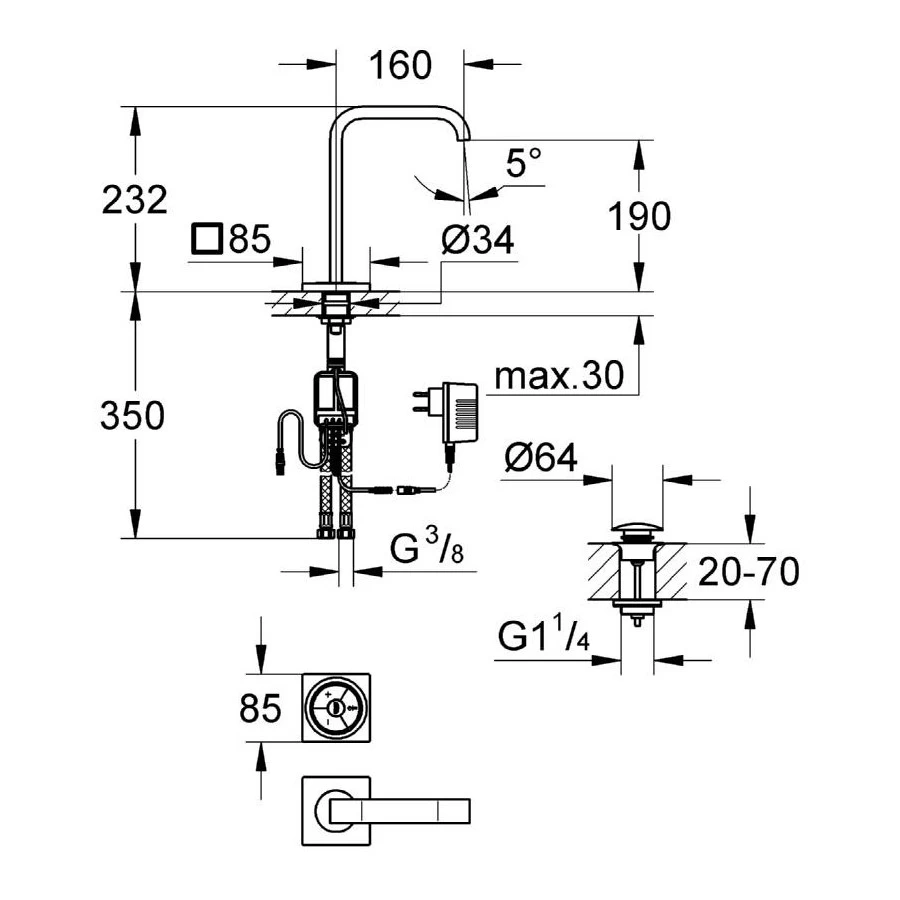 Grohe Allure F-Digital Mono Basin Mixer Large 36342 2 Grohe Allure F-Digital Mono Basin Mixer Large 36342 - Image 2