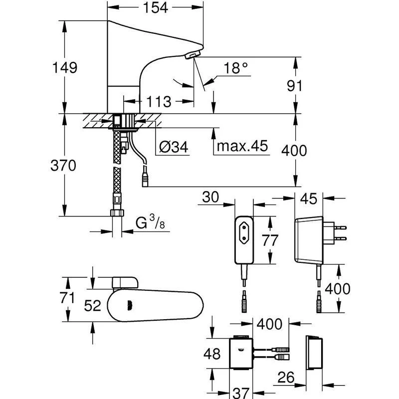 Grohe Europlus E Bluetooth Infra-Red Electronic Basin Tap 36411 2 Grohe Europlus E Bluetooth Infra-Red Electronic Basin Tap 36411 - Image 2