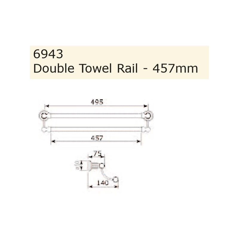 Perrin & Rowe 457mm Double Towel Rail Nickel 2 Perrin & Rowe 457mm Double Towel Rail Nickel - Image 2